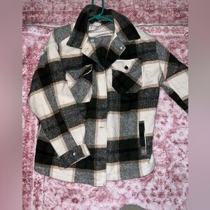 St. John's Bay Black and Cream Plaid Jacket